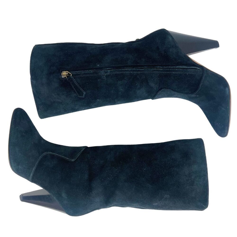 Veronica Beard Olivia Boots Black Suede Nuback Mid Calf Heeled Boots Size 6 - Picture 2 of 9